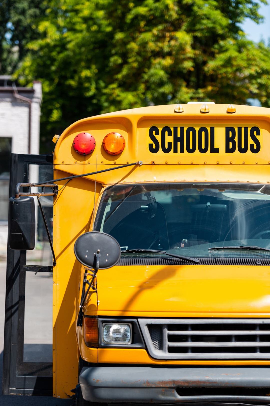 Yellow school bus providing safe student transportation